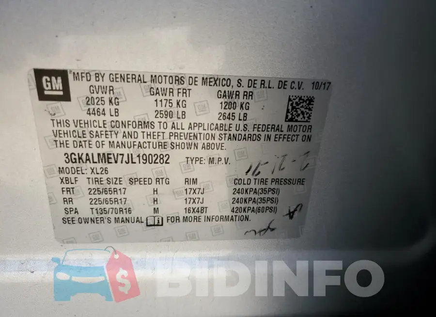3GKALMEV7JL190282 Photo# 13