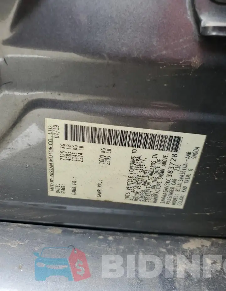 1N4AA6AV3KC383728 Photo# 12