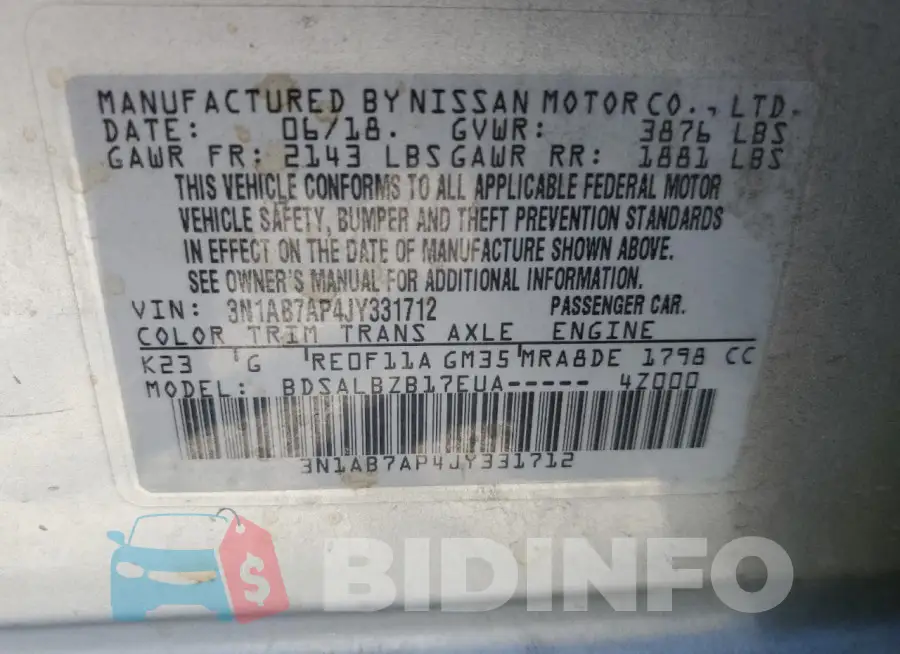 3N1AB7AP4JY331712 Photo# 13