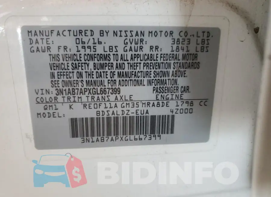 3N1AB7APXGL667399 Photo# 13