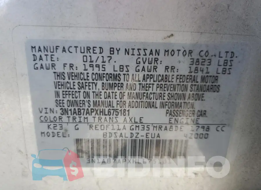 3N1AB7APXHL675181 Photo# 12