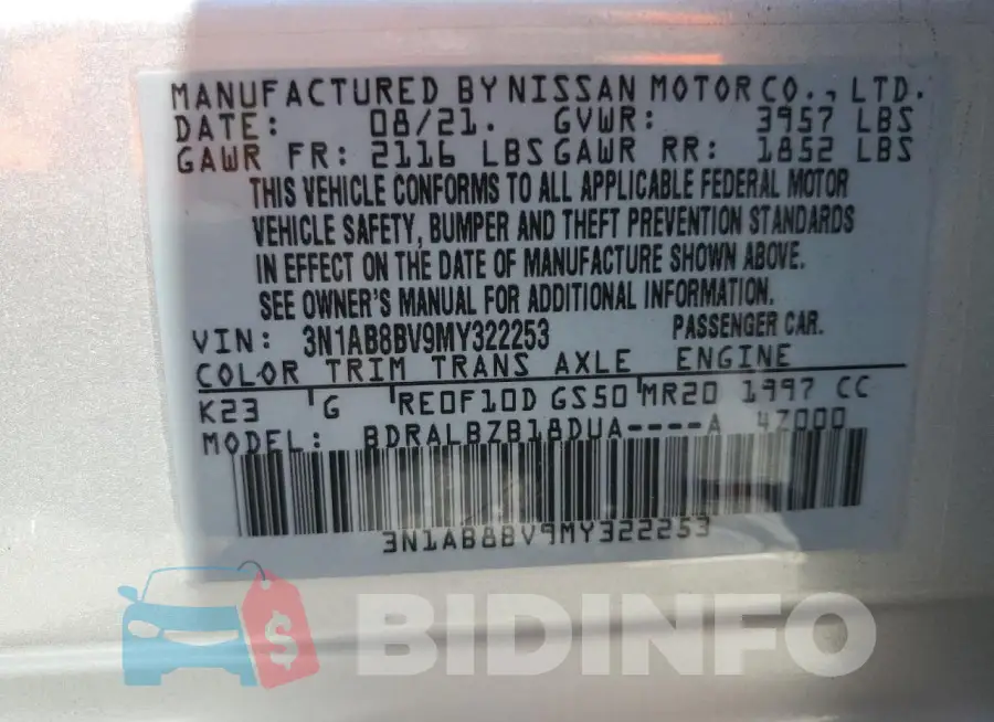 3N1AB8BV9MY322253 Photo# 12