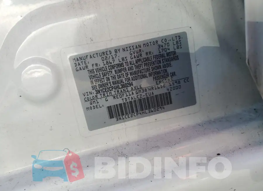 3N1CE2CP4HL360294 Photo# 12