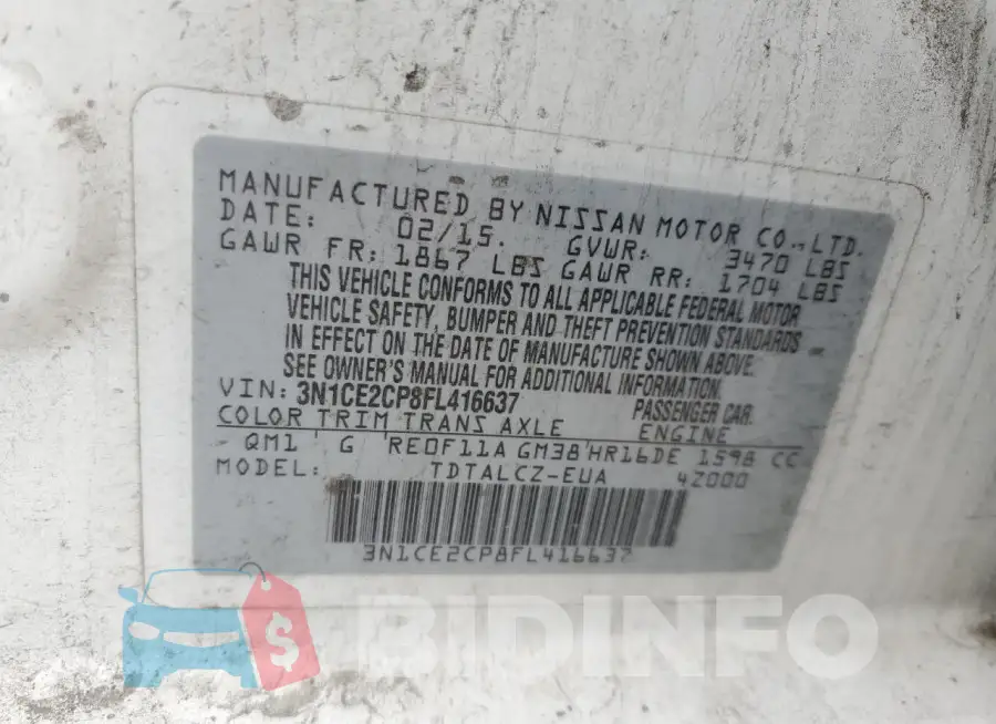 3N1CE2CP8FL416637 Photo# 12