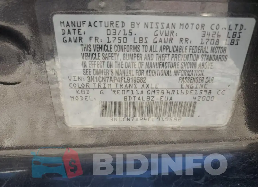 3N1CN7AP4FL919582 Photo# 12