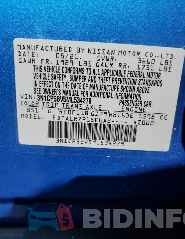 3N1CP5BV5ML534279 Photo# 12