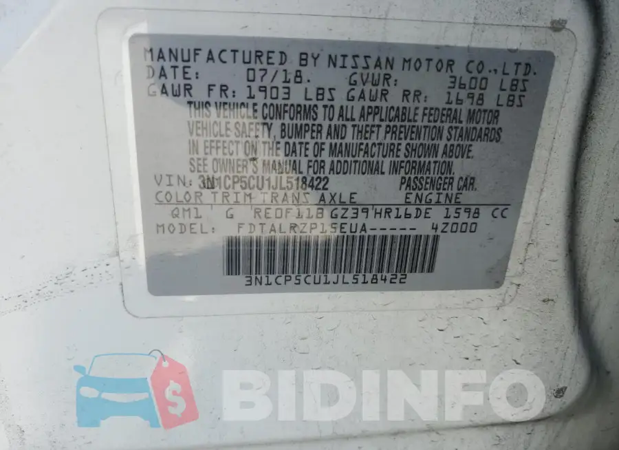 3N1CP5CU1JL518422 Photo# 12