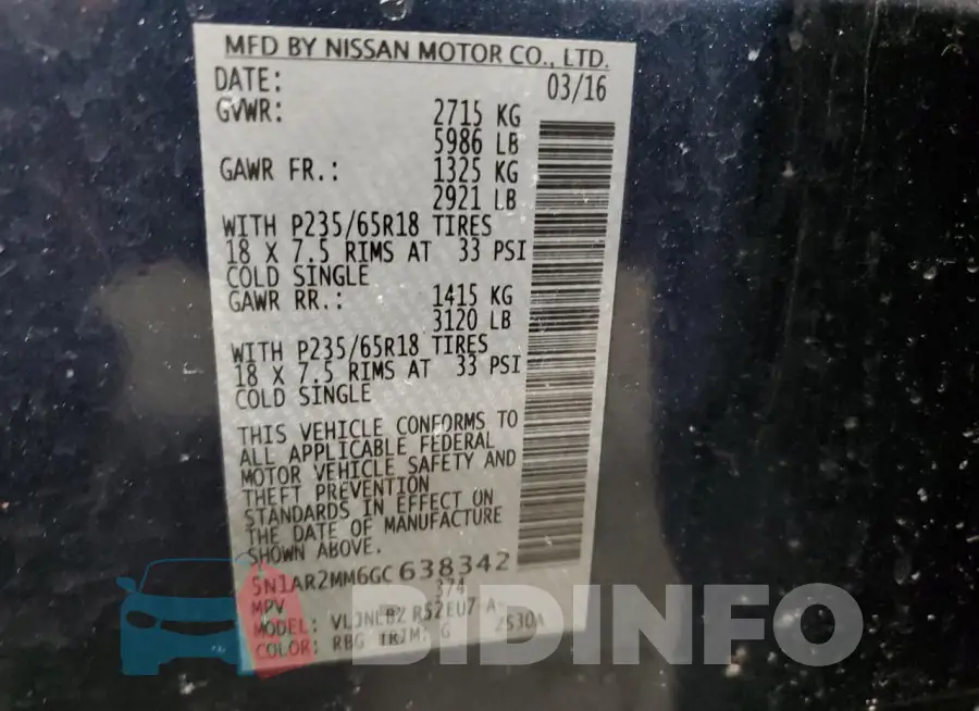 5N1AR2MM6GC638342 Photo# 13