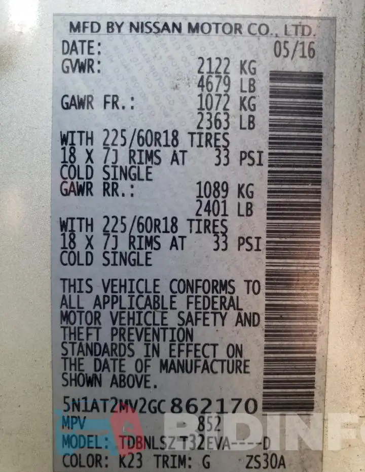 5N1AT2MV2GC862170 Photo# 12