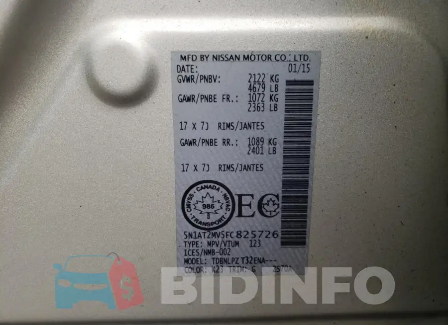 5N1AT2MV5FC825726 Photo# 14