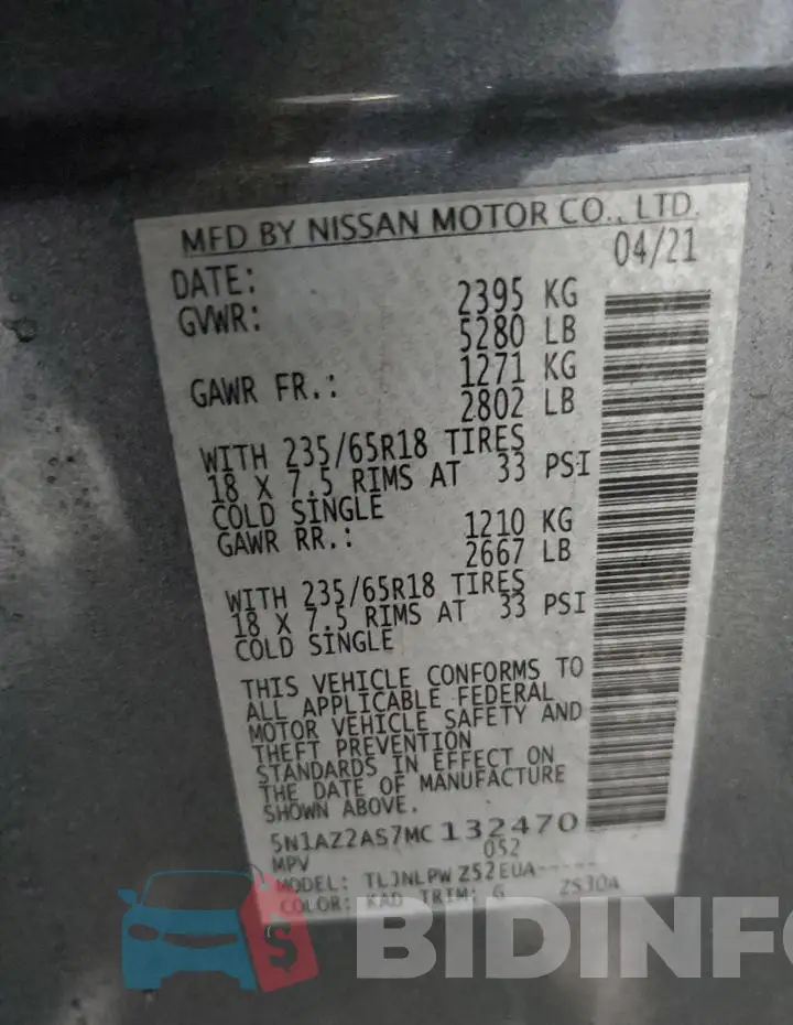 5N1AZ2AS7MC132470 Photo# 12