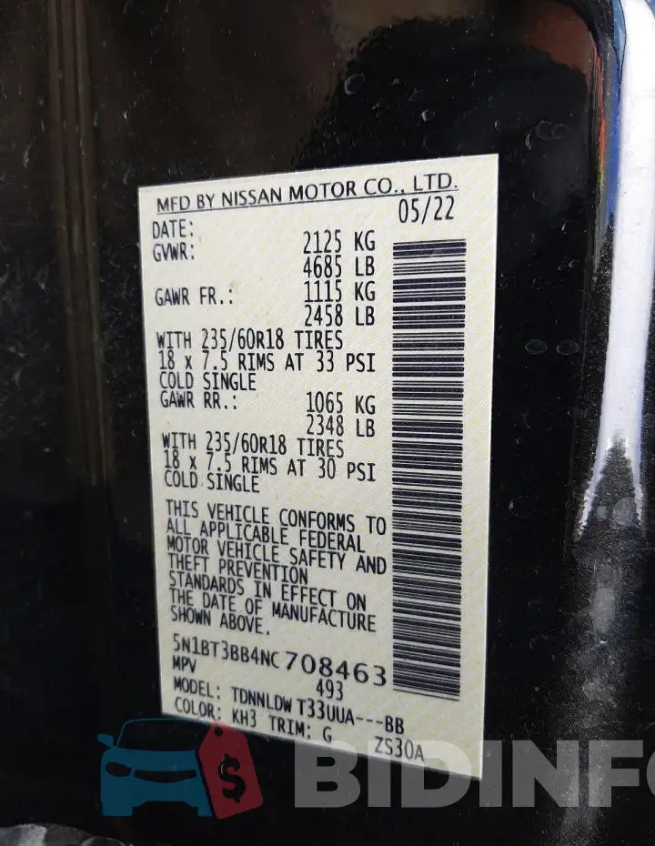 5N1BT3BB4NC708463 Photo# 12
