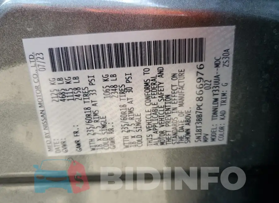 5N1BT3BB7PC866976 Photo# 14