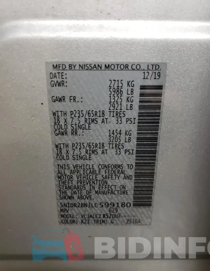 5N1DR2BN3LC599180 Photo# 12