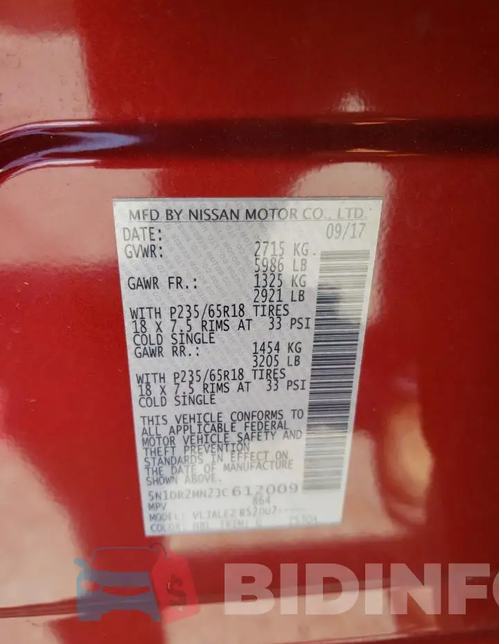5N1DR2MN2JC612009 Photo# 12