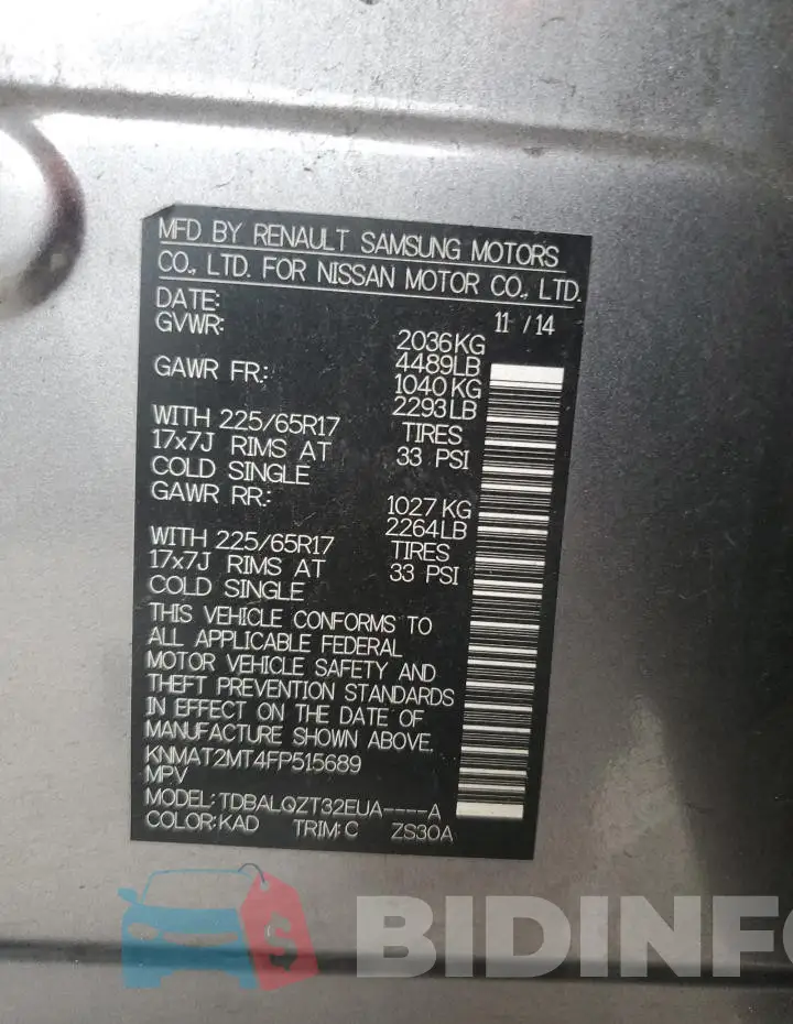 KNMAT2MT4FP515689 Photo# 13