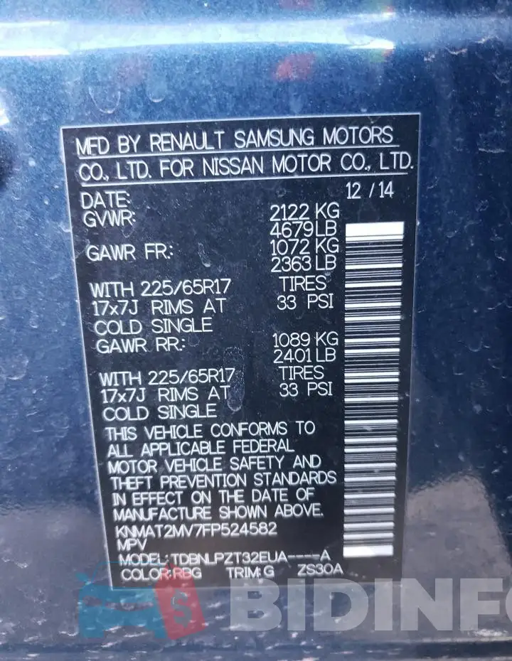 KNMAT2MV7FP524582 Photo# 12