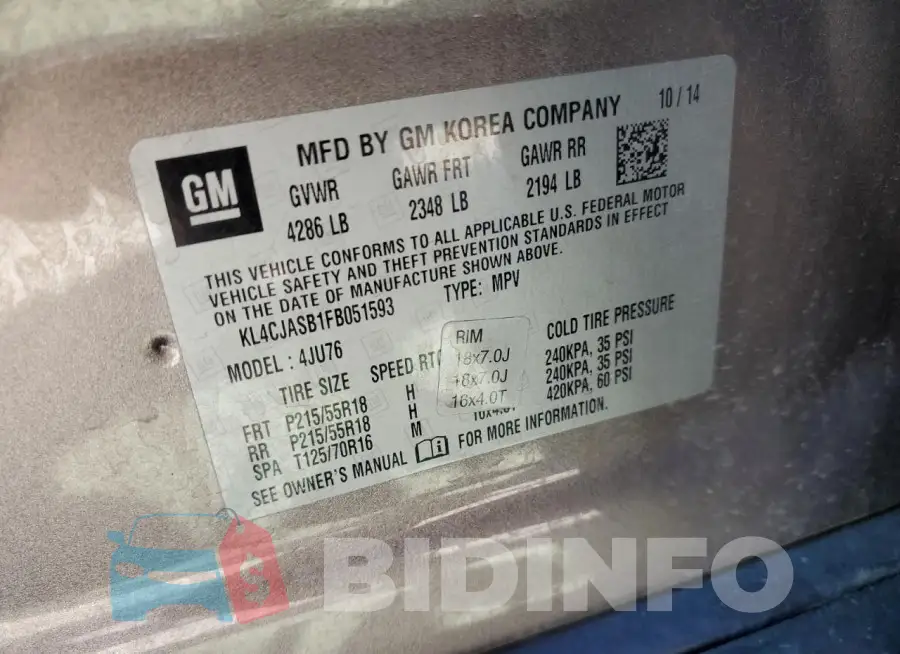 KL4CJASB1FB051593 Photo# 14