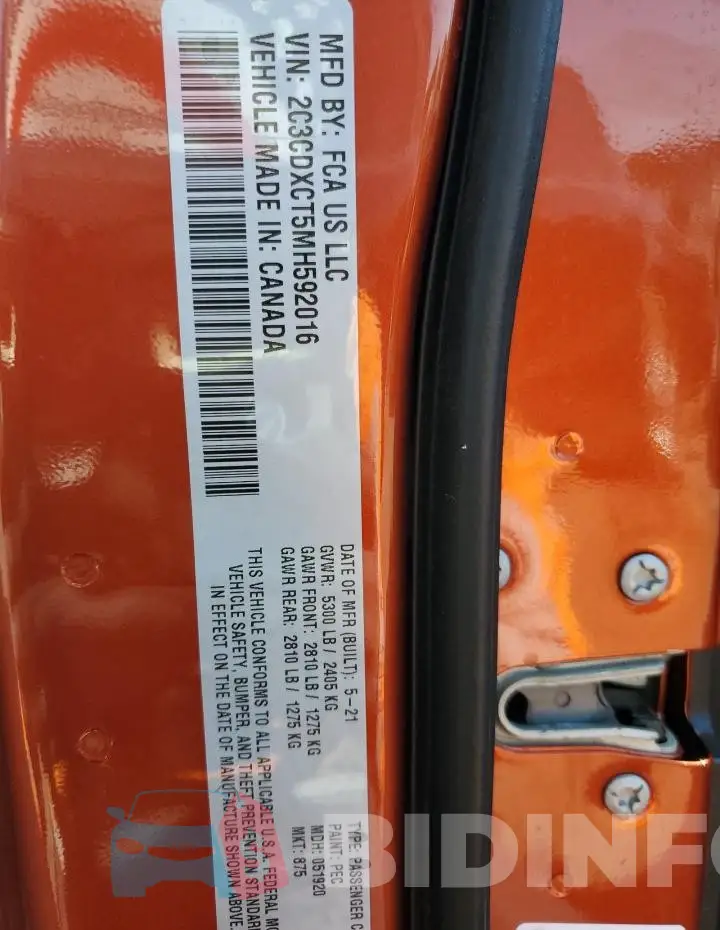 2C3CDXCT5MH592016 Photo# 13