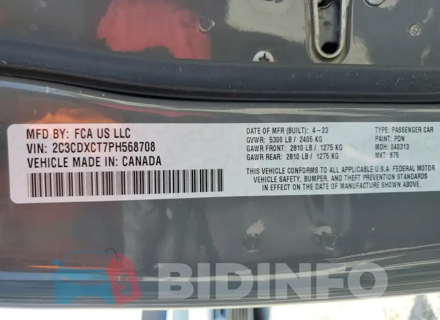 2C3CDXCT7PH568708 Photo# 13