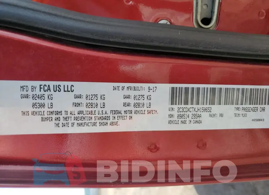 2C3CDXCTXJH150652 Photo# 12