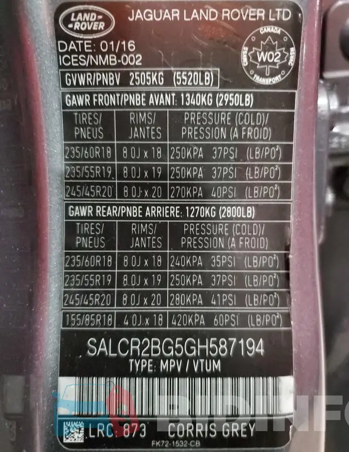 SALCR2BG5GH587194 Photo# 13