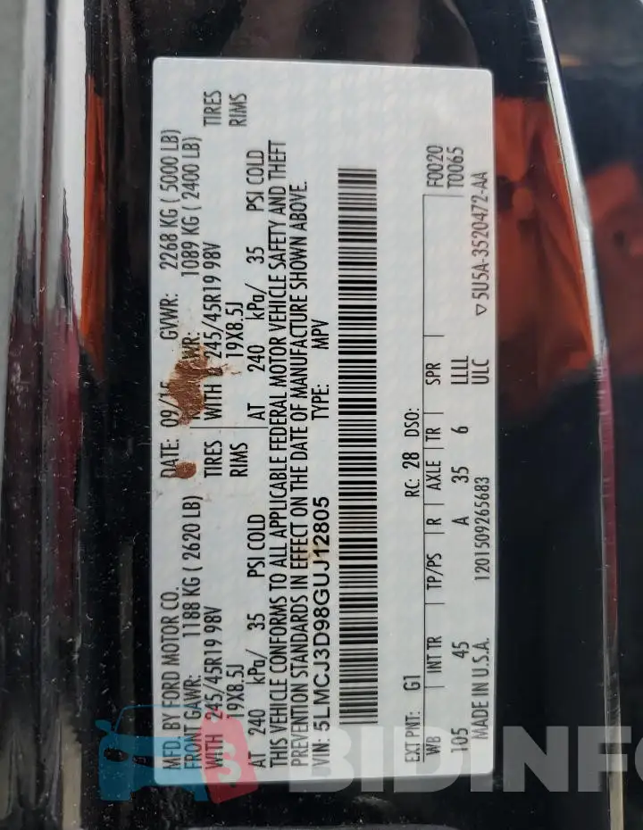 5LMCJ3D98GUJ12805 Photo# 12