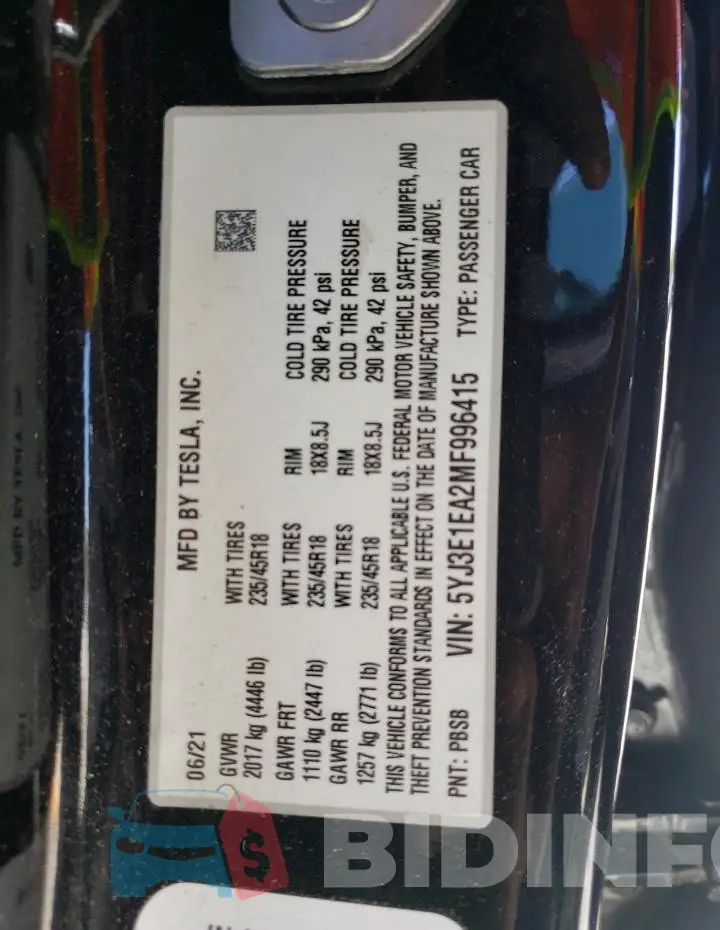5YJ3E1EA2MF996415 Photo# 12