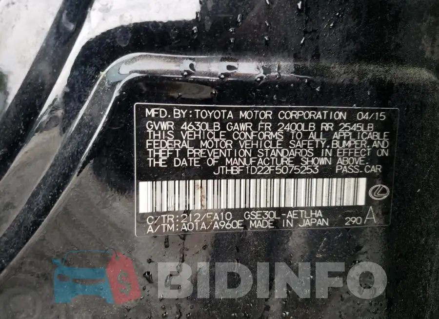 JTHBF1D22F5075253 Photo# 12