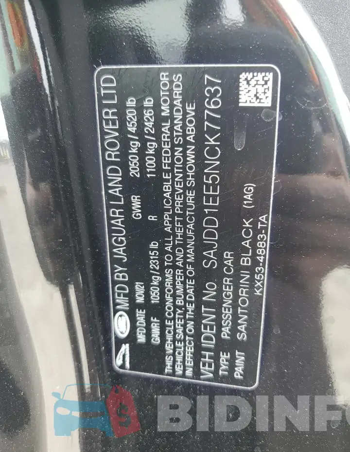 SAJDD1EE5NCK77637 Photo# 13
