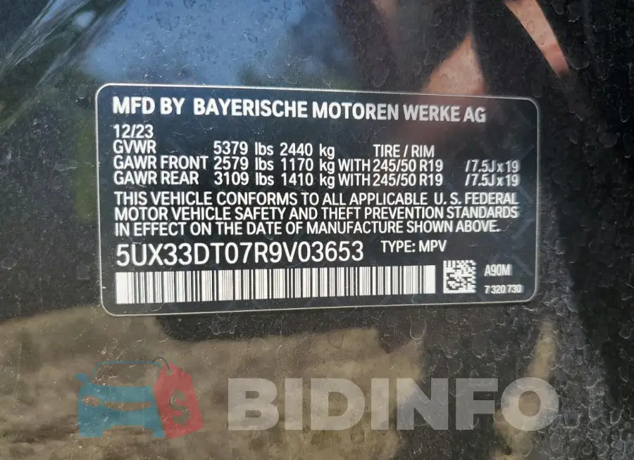 5UX33DT07R9V03653 Photo# 13