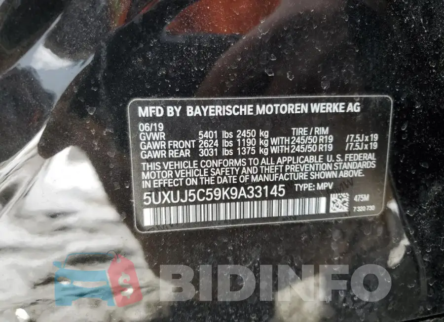 5UXUJ5C59K9A33145 Photo# 13