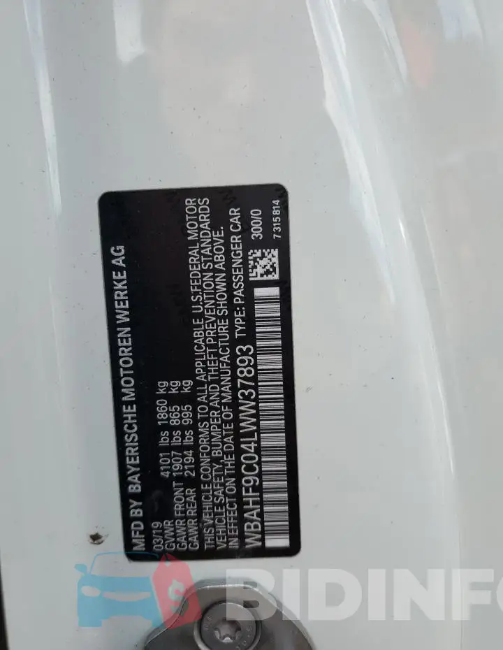 WBAHF9C04LWW37893 Photo# 13