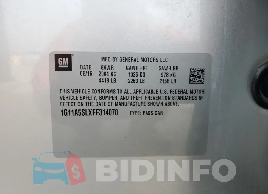 1G11A5SLXFF314078 Photo# 13