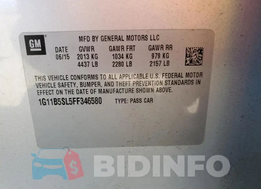 1G11B5SL5FF346580 Photo# 12