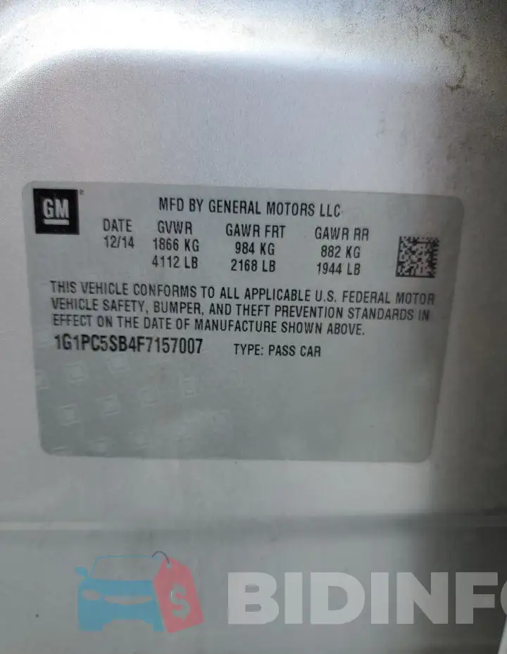 1G1PC5SB4F7157007 Photo# 12
