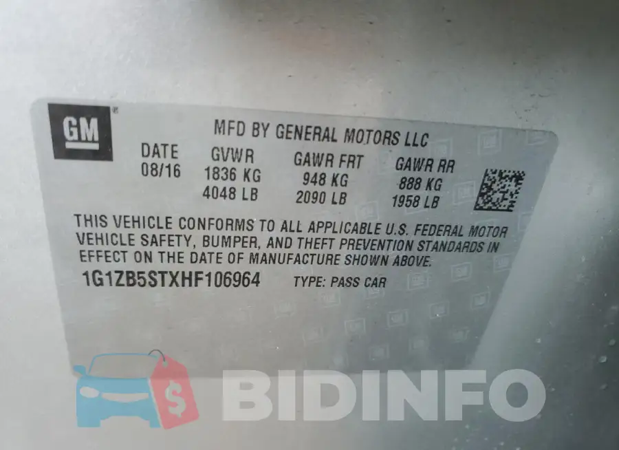 1G1ZB5STXHF106964 Photo# 12