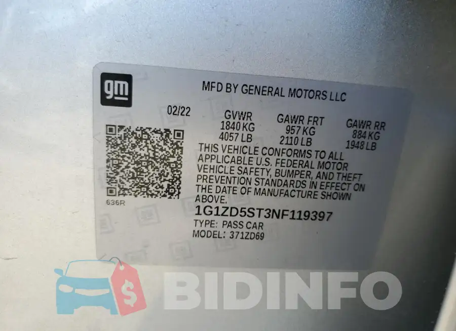 1G1ZD5ST3NF119397 Photo# 12