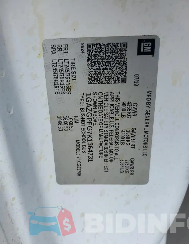 1GAZGPFG7K1364731 Photo# 12