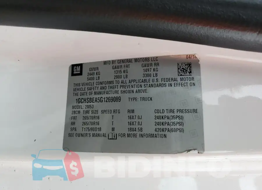 1GCHSBEA5G1269089 Photo# 12