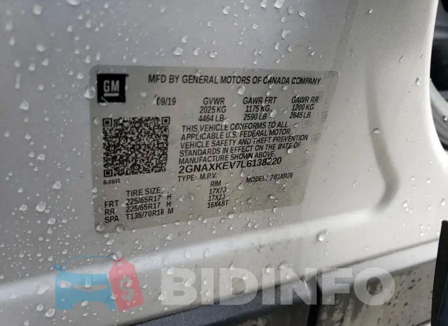 2GNAXKEV7L6138220 Photo# 12