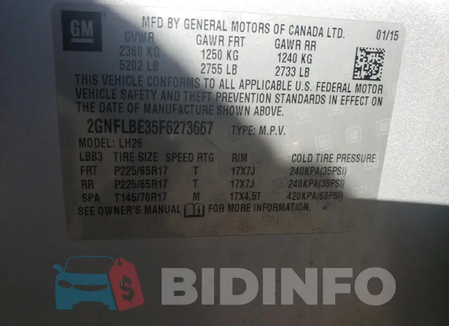 2GNFLBE35F6273667 Photo# 13