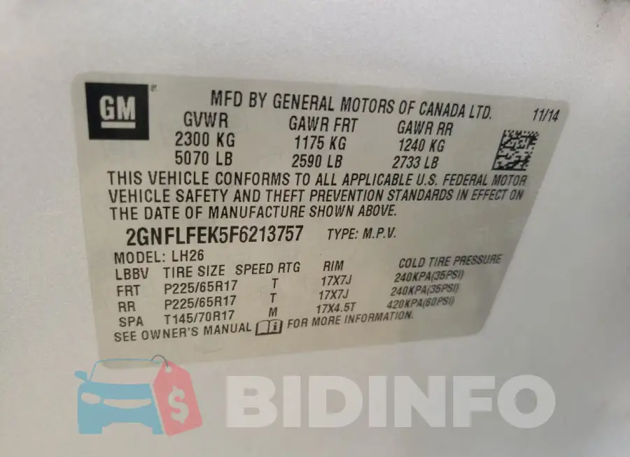 2GNFLFEK5F6213757 Photo# 12