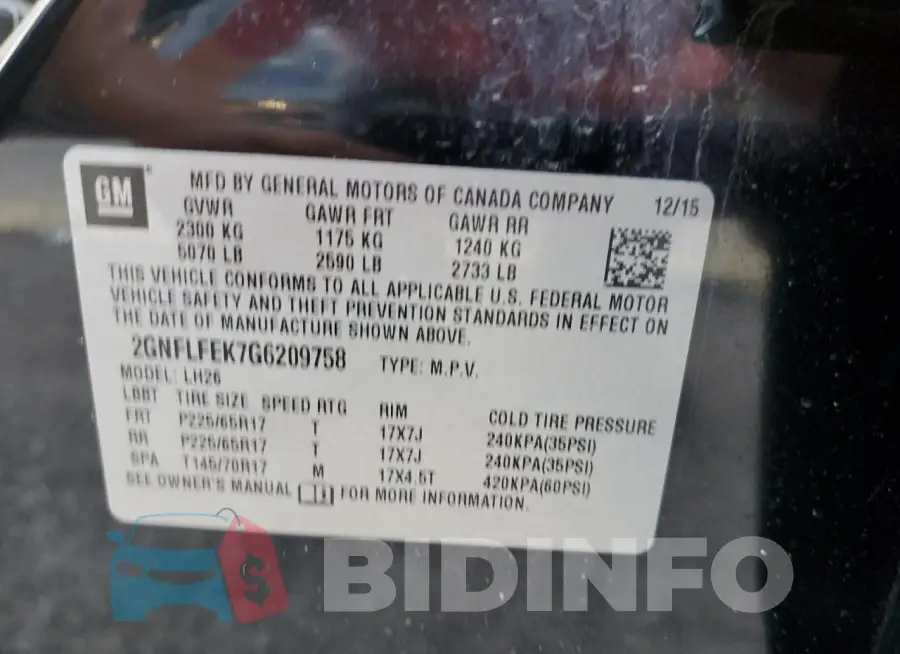 2GNFLFEK7G6209758 Photo# 13
