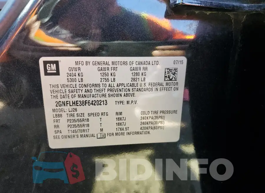 2GNFLHE38F6420213 Photo# 12