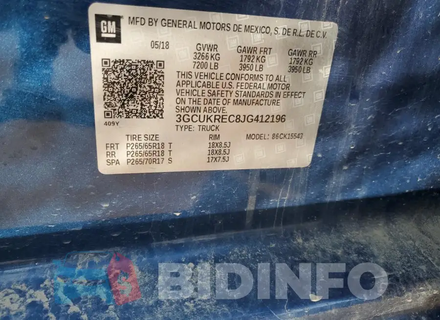 3GCUKREC8JG412196 Photo# 12