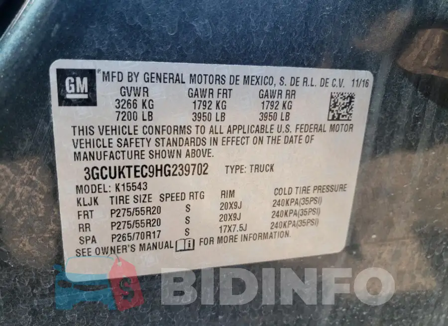 3GCUKTEC9HG239702 Photo# 12