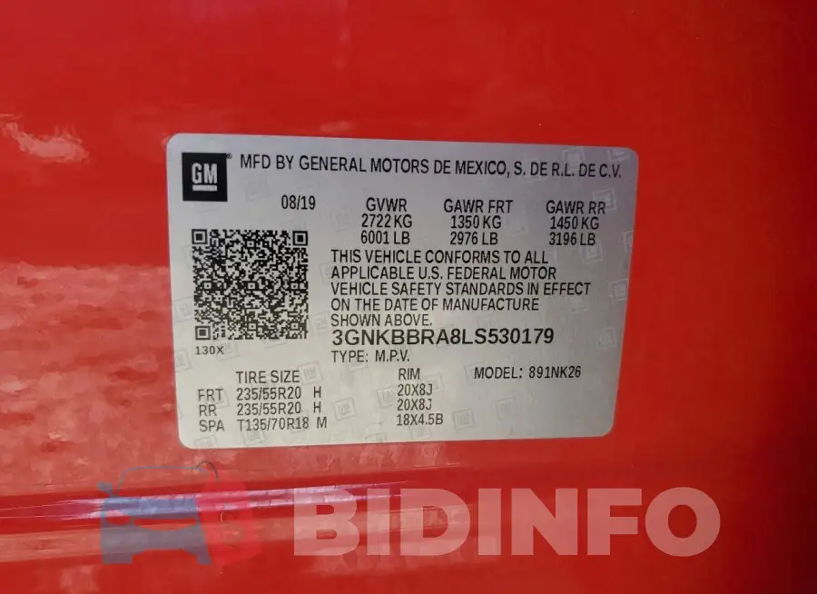 3GNKBBRA8LS530179 Photo# 13