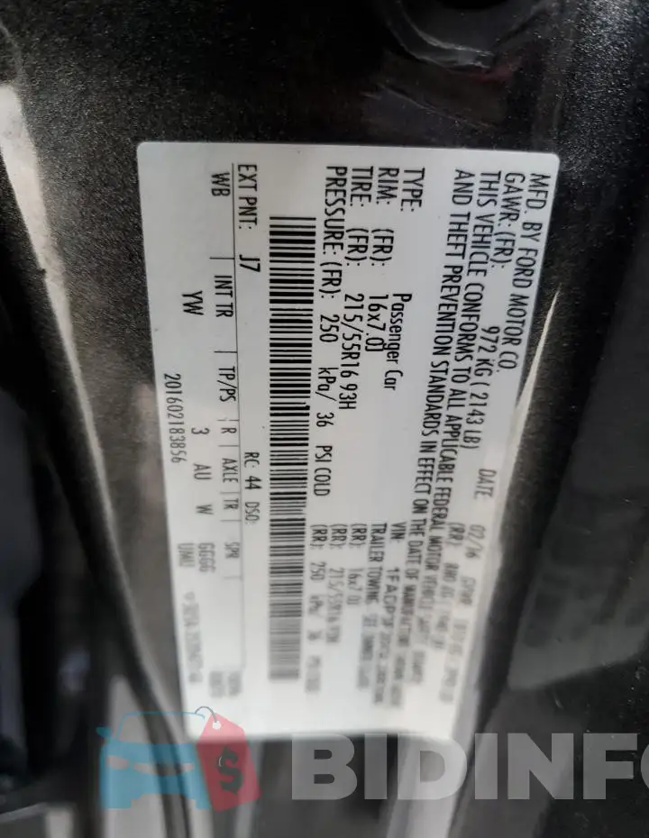 1FADP3F20GL288396 Photo# 12