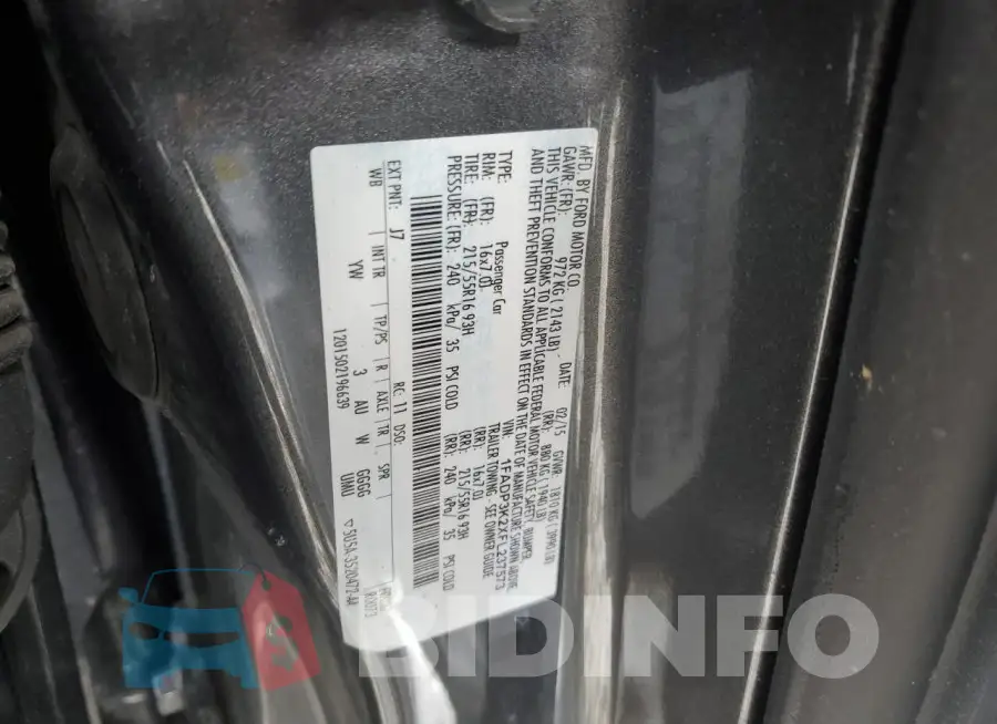 1FADP3K2XFL237573 Photo# 13